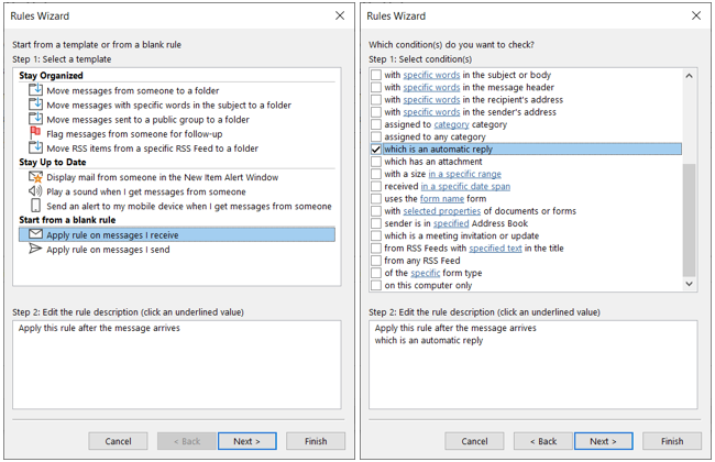 Criando uma regra de resposta automática no Outlook no Windows