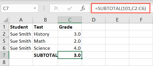 Função SUBTOTAL excluindo linhas ocultas