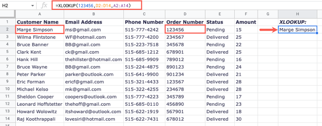 Pesquise da direita para a esquerda com XLOOKUP