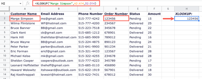 Pesquise da esquerda para a direita com XLOOKUP