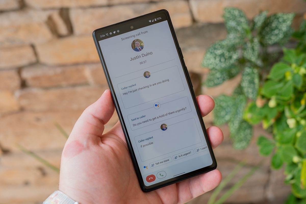 Recurso de triagem de chamadas do Google Assistant em execução no Google Pixel 6a