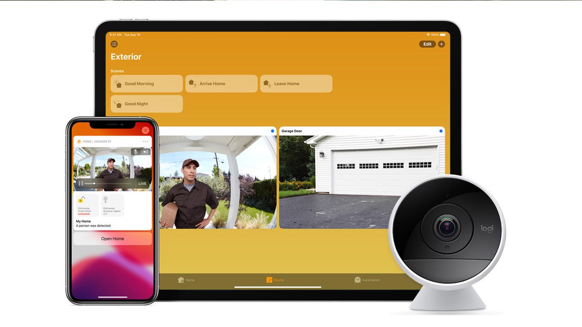 Um exemplo da interface HomeKit Secure Video da Apple.