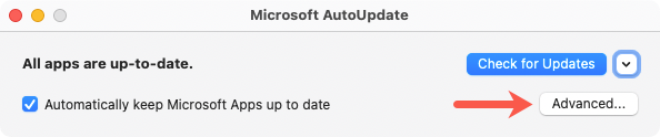 Verifique se há opções avançadas de atualizações no Mac