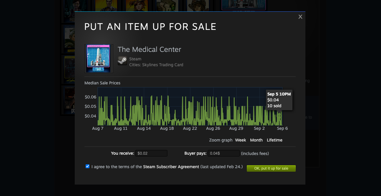 Vendendo um cartão no Steam