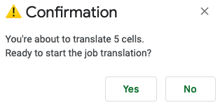 Confirmação de células a serem traduzidas