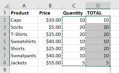 Copiou e colou um intervalo de células no Excel