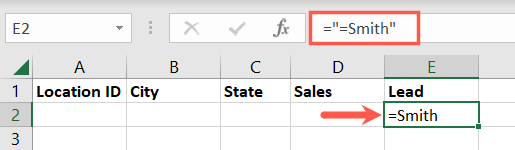 Exemplo de formato de critérios no Excel