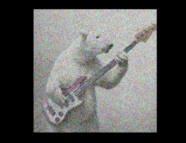 Um exemplo de geração de imagem de difusão do DALL-E 2 fazendo um urso polar tocando baixo.