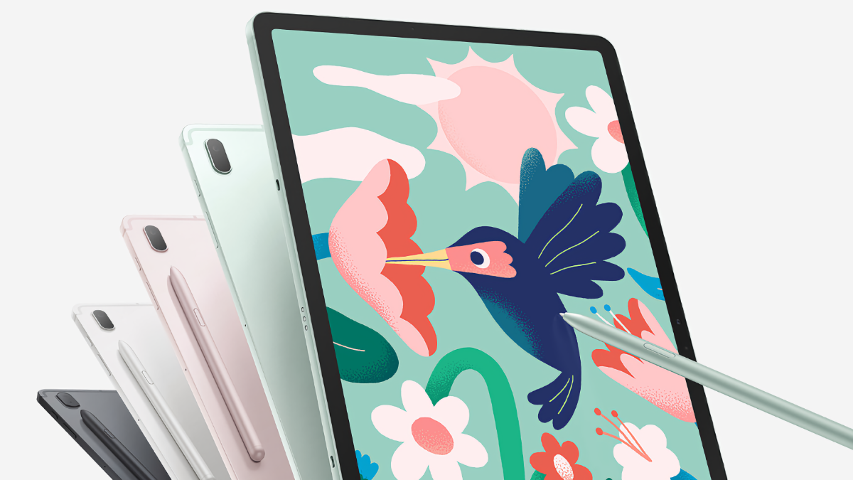 Imagem do produto Samsung Galaxy Tab S7 FE apresentando uma variedade de opções de cores
