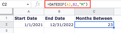 DATEDIF com referências de células