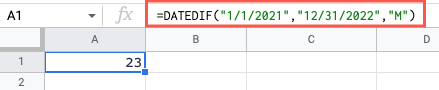 DATEDIF com datas na fórmula