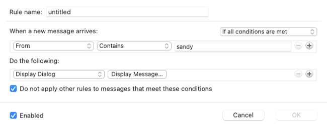 Criando uma regra de exibição de mensagens no Outlook no Mac
