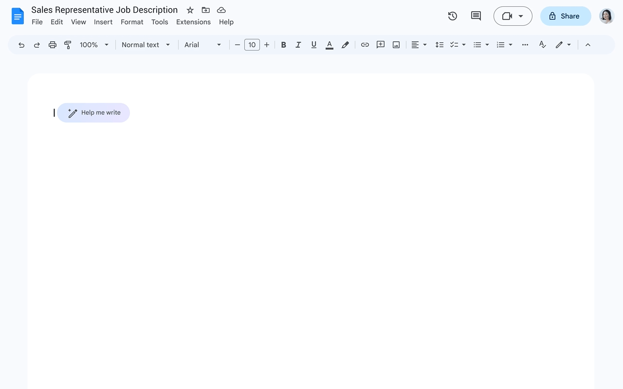 Demonstração de IA do Google Docs