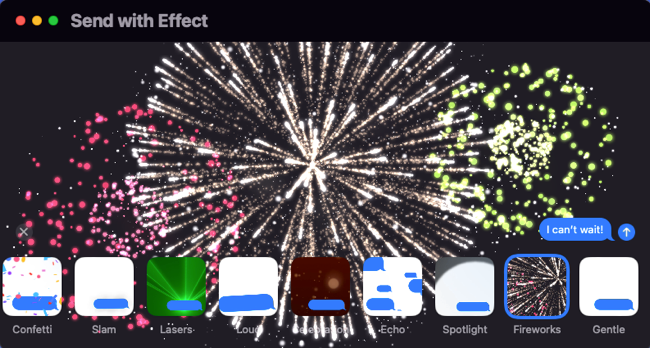 Efeitos em mensagens no Mac