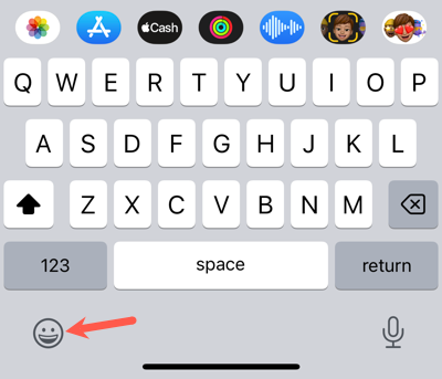 Ícone de emoji em um teclado do iPhone