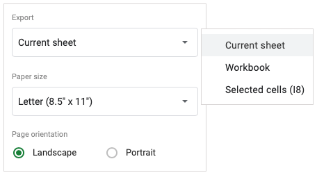 Opções de exportação para download de PDF