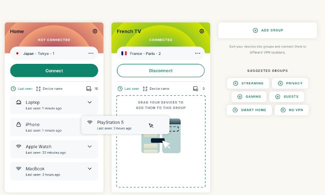 Grupos de dispositivos ExpressVPN