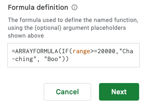 Definição de fórmula na barra lateral