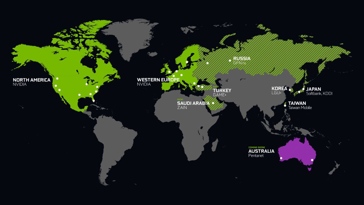 Mapa global de servidores blade GeForce Now