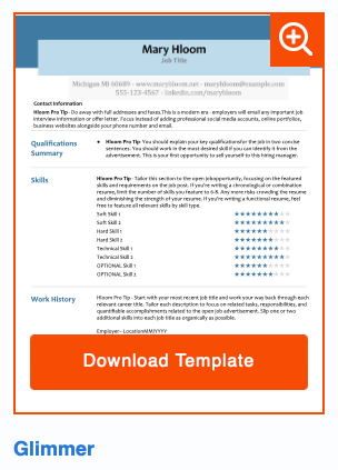 Baixe o modelo para o currículo Glimmer