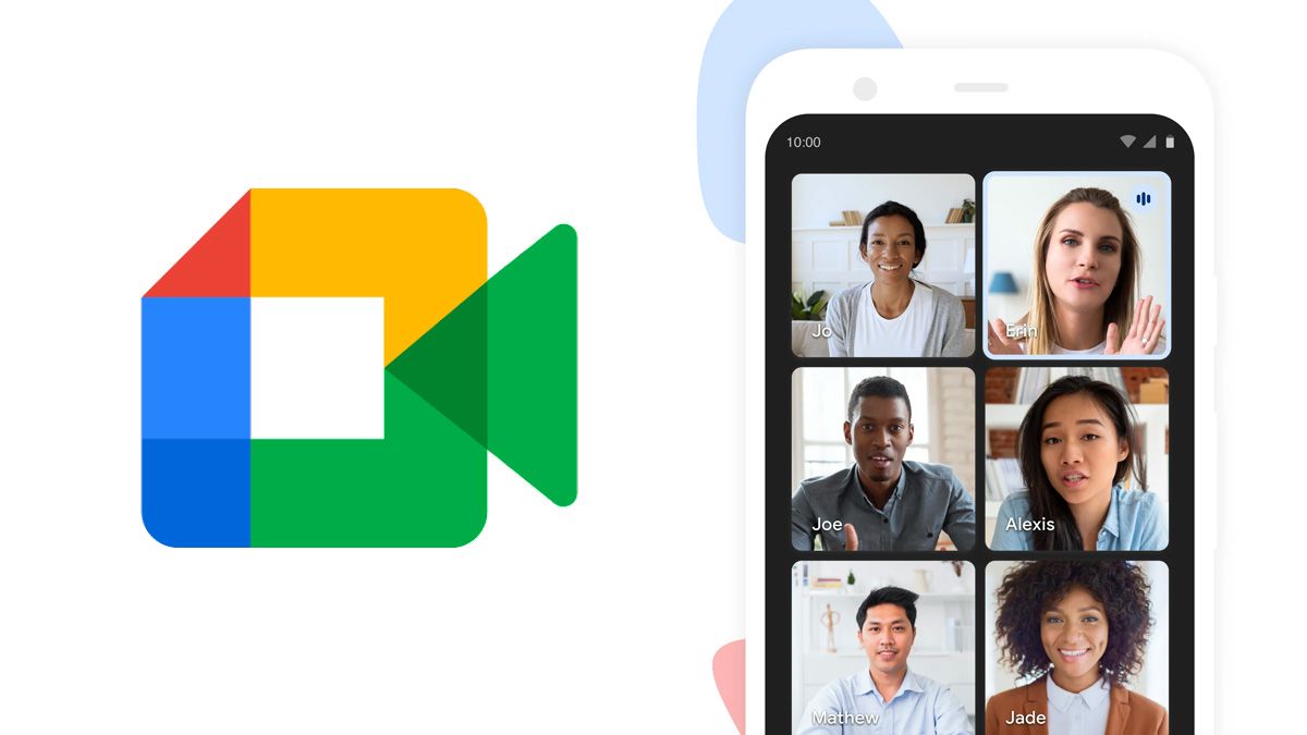 Logotipo e captura de tela do Google Meet