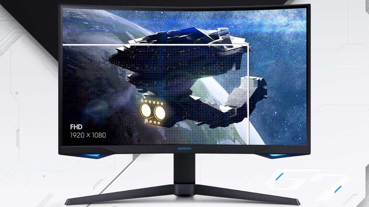 Monitor de jogos Samsung Odyssey G7 Series em um fundo branco