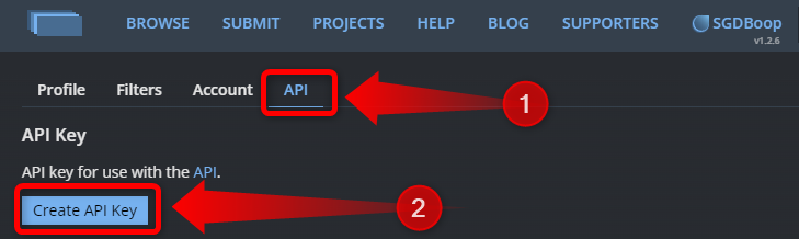 Depois de chegar ao menu de preferências, clique na guia API na extremidade direita, clique no botão gerar chave de API e copie a chave de API fornecida