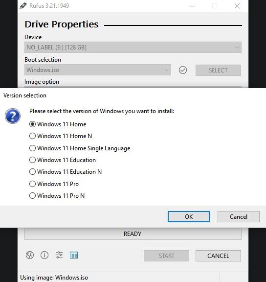Escolhendo a versão do Windows 11 que você deseja instalar
