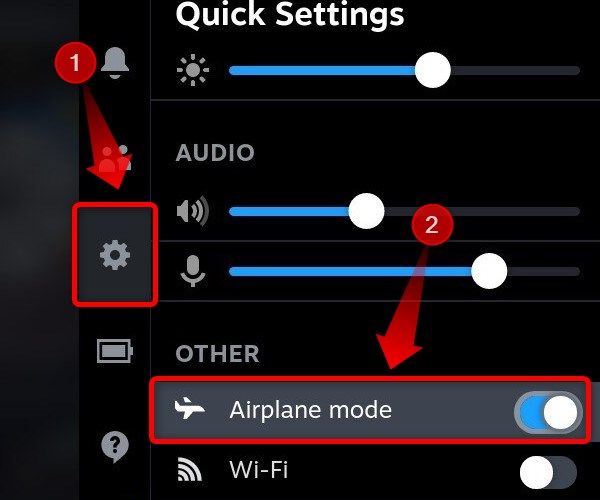 Vá para as configurações rápidas e ative o Modo Avião.