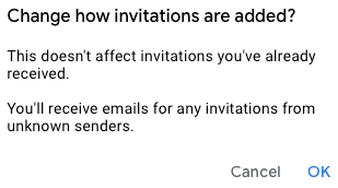 Como os convites são adicionados mensagem de confirmação