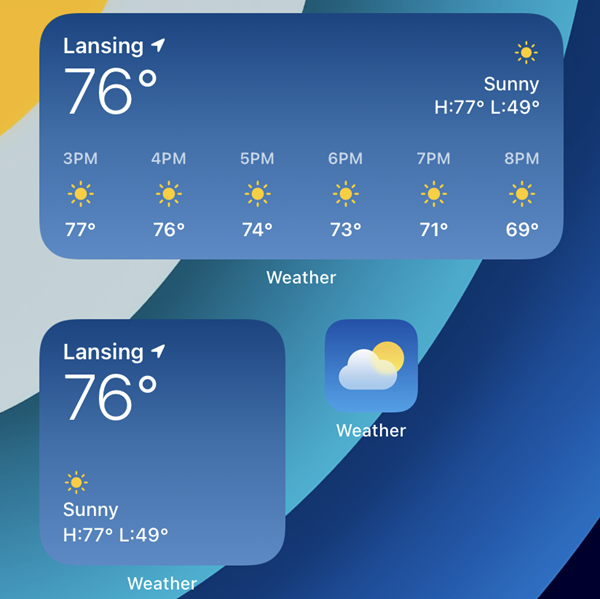 Widgets meteorológicos da Apple.