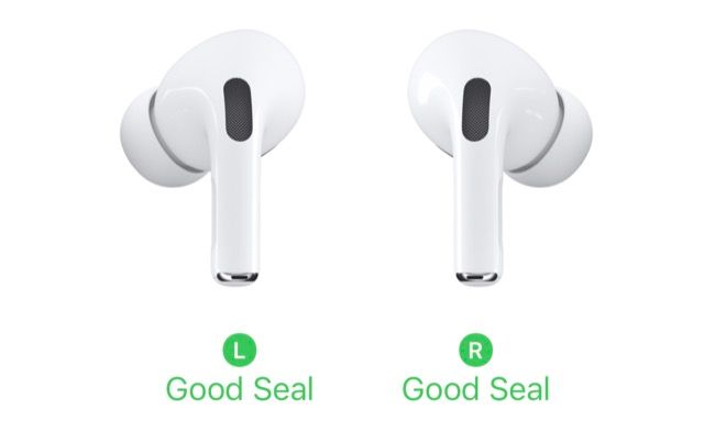 Resultados do teste de ajuste do AirPods Pro