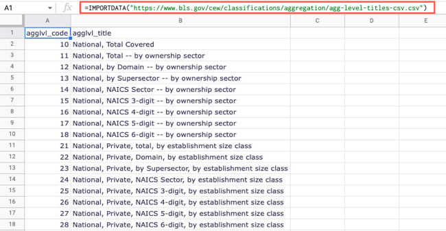 Função IMPORTDATA no Excel