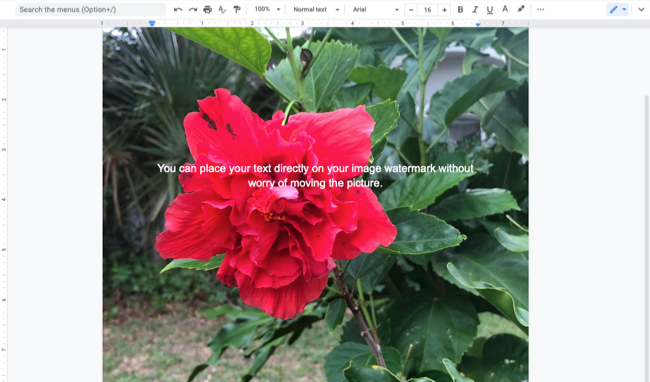 Marca d'água de imagem no Google Docs com texto na página