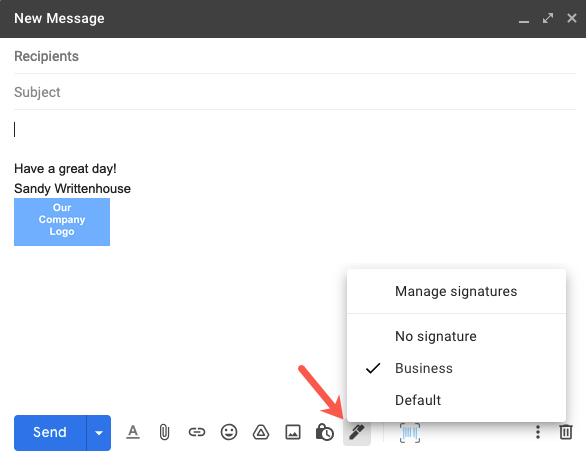 Insira opções de assinatura no Gmail