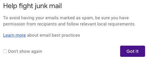 Mensagem de lixo eletrônico para envio múltiplo no Gmail