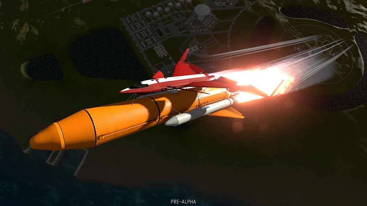 Captura de tela de um foguete no Kerbal Space Program 2