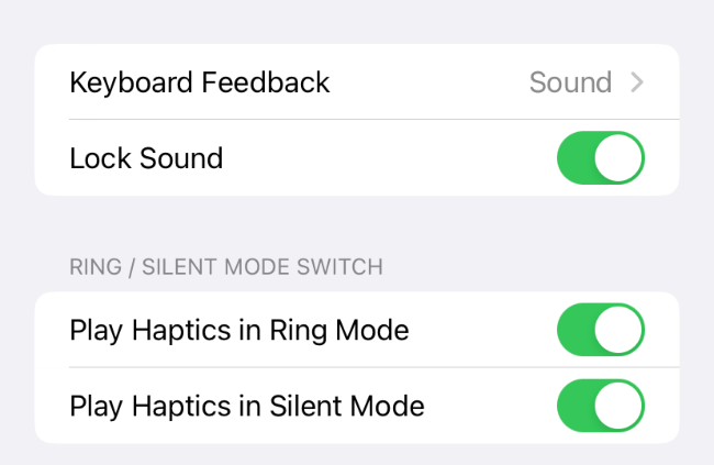 Configurações de feedback do teclado no iPhone