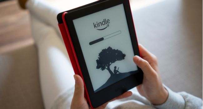 Kindle com barra de progresso.