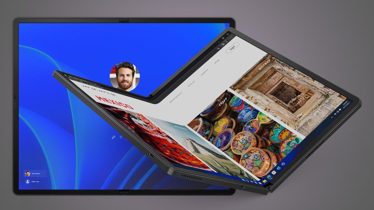 Lenovo X1 Fold aberto e dobrado