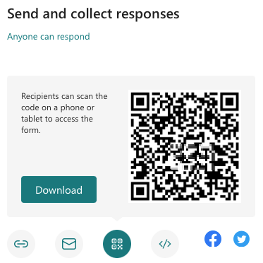 Código QR do Microsoft Forms