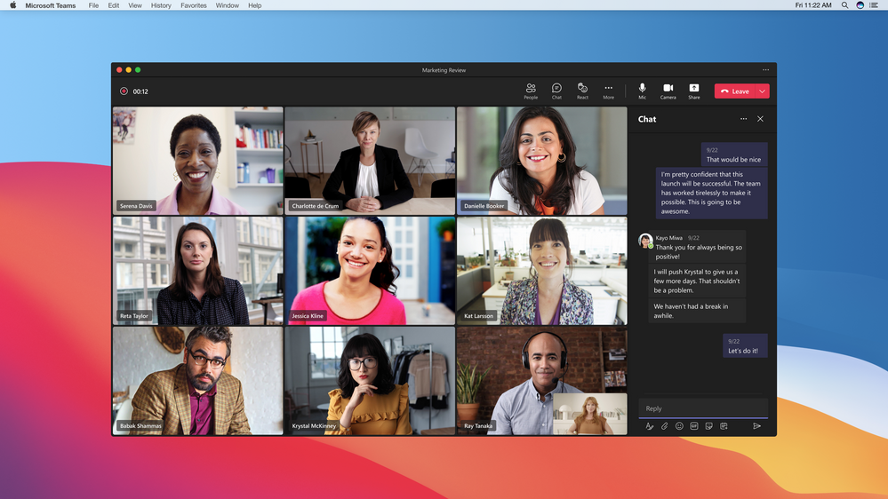 Captura de tela do Microsoft Teams no Mac