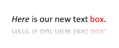 Texto espelhado em uma caixa de texto sem borda