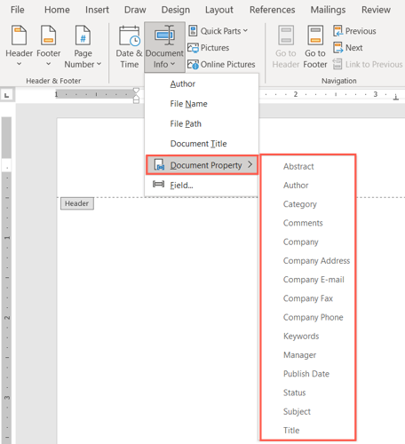 Propriedades adicionais do documento