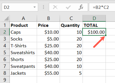 Alça de preenchimento no Excel