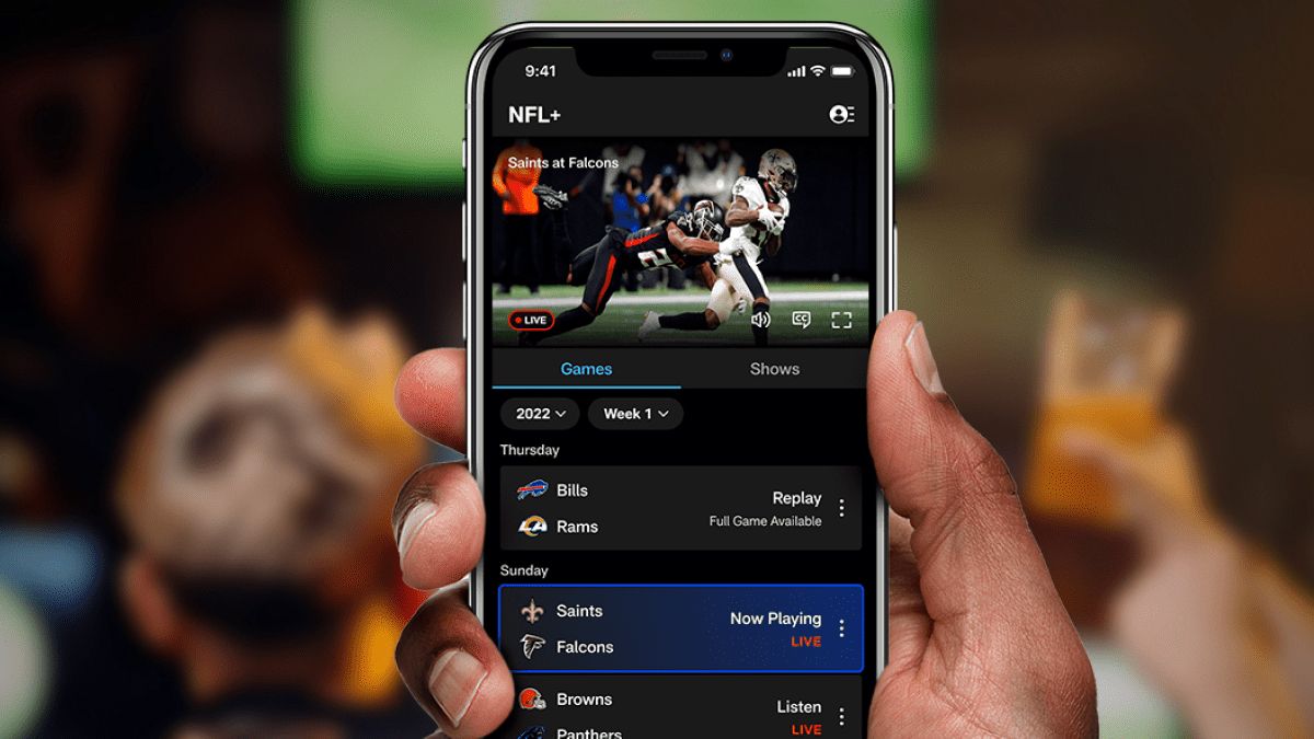 NFL+ em um smartphone