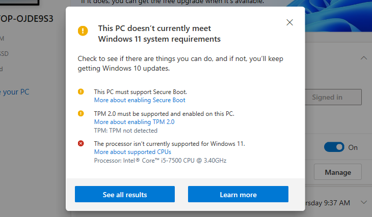 o aplicativo PC Health Check no Windows