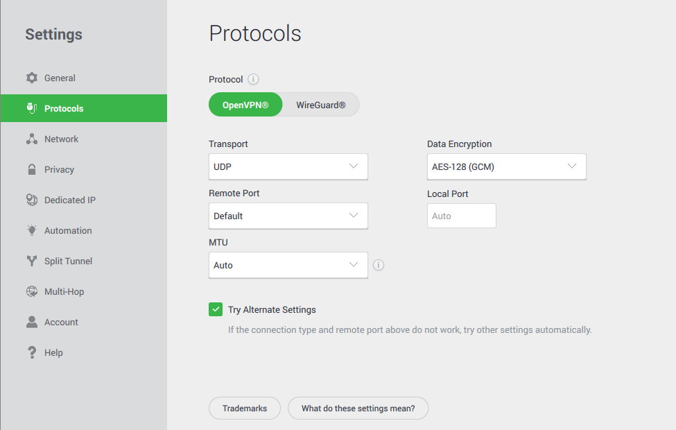 Protocolos disponíveis na PIA