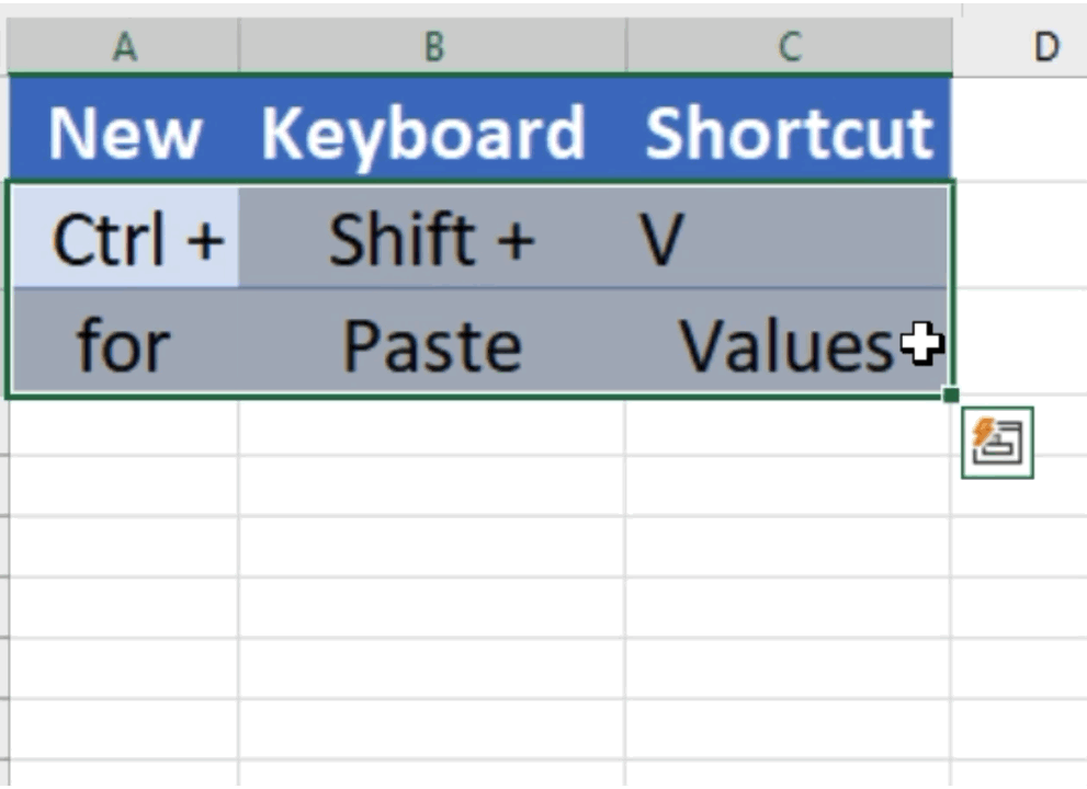 Colar do Microsoft Excel