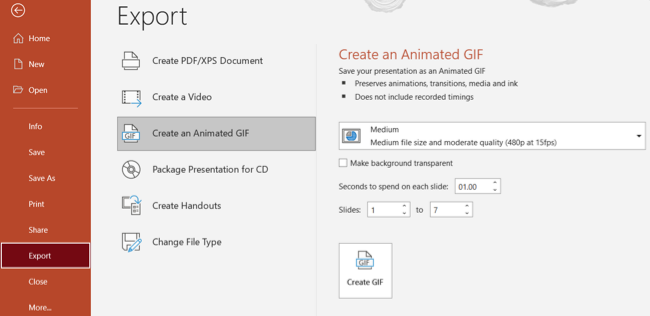 Exportar PowerPoint como GIF